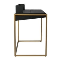 Causze kortárs flip-top íróasztal W tárolás fekete arany kivitelben