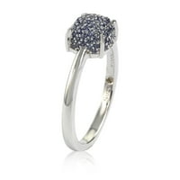 Kollekció sterling ezüst zafír és gyémánt akcentus pave golyó -top gyűrű - kék