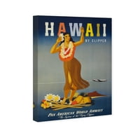 A Runway Avenue városok és skylines fal művészet vászon nyomtatványok „Hawaii” Egyesült Államok városai - Kék, Sárga