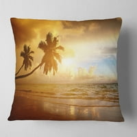 Designart gyönyörű pálmák a karibi strandon - Seascape Dobás Párna - 18x18