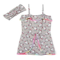 Freestyle Revolution Girls Ruffle Detail Romper fejpánttal, 4-12 méretű