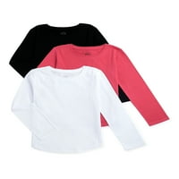 A Wonder Nation lányok hosszú ujjú gyerek kemény pólója, 3-csomagja, mérete 4- & Plus