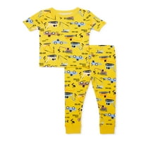 Wonder Nation Baby és kisgyermek fiú szorosan illeszkedő pamut pizsama szett 2 darab, méret 12m-5t