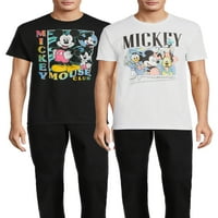 Disney férfi és nagy férfi Mickey Trio Bo grafikus pólók, 2-csomag, méret S-3XL