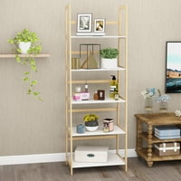 Skyland Tier Ladder Bookhelf, modern tárolópolc szilárd bambusz fa kerettel a nappalihoz, otthoni iroda