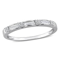 Carat T.G.W. Baguette-vágott fehér moissanit sterling ezüst évforduló gyűrű