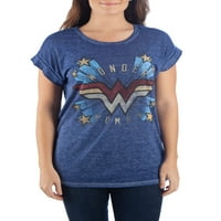 Juniors Wonder Woman kék tekercses grafikus póló