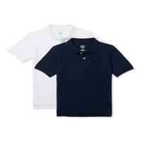 Wonder Nation Boys School School Egységes Rövid ujjú Pique Polo ingek, értékcsomag, méretek 4- és Husky