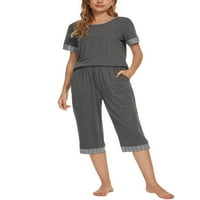 Egyedi árajánlatok női pizsama kerek nyakot kapri nadrággal pjs társalgó alvási ruházatkészletek