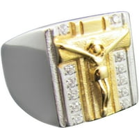 Kéttónusú arany rozsdamentes acél feszületgyűrű
