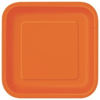 Négyzet alakú narancssárga papír desszert tányérok, 7in, 16ct