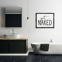 A Stupell Industries meztelen humoros alkalmi fürdőszoba tipográfia jele grafikus jet fekete úszó keretes vászon nyomtatott fali
