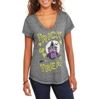 Rocker Girl Juniors 'Trick vagy Treat V-nyak Halloween grafikus póló