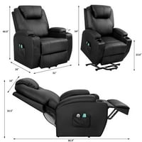 Vineego Power Lift Főfokó szék PU bőr időskorúak számára masszázs és fűtés, fekete