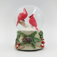 Karácsonyi zenei vízhógömb, bíborosok piros kézzel festett dekoráció, 1. lbs