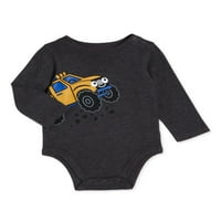 Garanimals Baby Boys Monster Truck Friend grafikus hosszú ujjú test, méretek 0 3m-24m