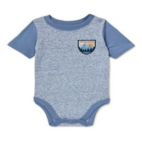 Garanimals Baby Boys Rövid ujjú Patch Bodysuit, Méretek 0 3 hónap