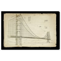 Wynwood Studio Architecture and Buildings Wall Art Canvas nyomatok 'Golden Gate Bridge 1933' Híres hidak - barna, fekete
