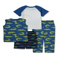Wonder Nation kisgyermek fiúk rövid ujjú és tartály felső poli pizsamák, 4 darabos készlet