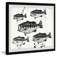 Marmont Hill Fekete-fehér hal keretes fali művészet