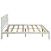 Aukfa teljes méretű platform ágykeret, fejtámlával és fa lécek támasztják a lábakat, a hálószobához, fehér