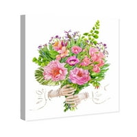 A Wynwood Studio virág- és botanikus fali művészet vászon nyomtatja a „Bouquet” virágát - zöld, rózsaszín