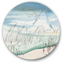 Designart 'Darut madarak repülnek a havas Montain felett' hagyományos körfém fali művészet - 36 lemez