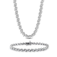Miabella női 1- Carat T.W. Gyémánt sterling ezüst csavart tenisz nyaklánc és karkötő készlet