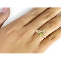 JewelersClub Peridot Ring Birthstone ékszerek - 0. Karát peridot 14K aranyozott ezüst gyűrűs ékszerek - drágakő gyűrűk hipoallergén