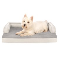 FurHaven Pet Products plüss & Decor Check kényelmes kanapé ortopéd kisállat ágy kutyáknak & macskák-szürke, közepes