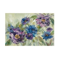 Silvia Vassileva 'merész kék és levendula virágok' vászon művészet