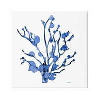Stupell Industries Részletes Coral -Sea Life Blue vizes minta festménygaléria csomagolt vászon nyomtatott fali művészet, Patti