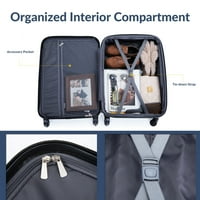 Travelhouse poggyászkészletek, kibővíthető poggyász bőrönd fonó kerekekkel és TSA -zárral, 20 24 28