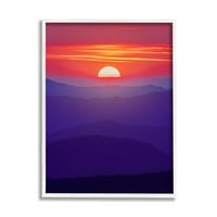 Stupell Red Sunrise Mountain Horizon tájfotózás fehér keretes művészeti nyomtatási fal művészet