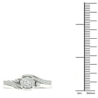 Imperial 1 3Ct TDW 10K fehérarany gyémánt klaszter bypass menyasszonyi készlet