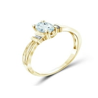 JewelersClub Aquamarine Ring Birthstone Jewelry - 0. Karát -akvamarin 14K aranyozott ezüst gyűrűs ékszerek fehér gyémánt akcentussal