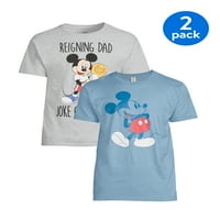 Disney Mickey Mouse Apák napi apa vicc bajnok férfi rövid ujjú grafikus póló, 2 csomag