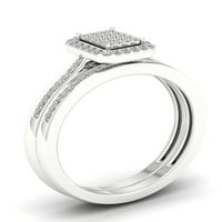 1 4ct TDW Diamond S Sterling ezüst párna alak klaszter Halo menyasszonyi készlet