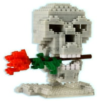 3D Pixel Puzzle-koponya és rózsa