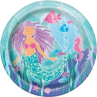 Mermaid születésnapi Party papír vacsora tányérok, 9in, 8ct