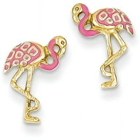 Primal arany 14k sárga arany rózsaszín zománcozott flamingó Post fülbevaló