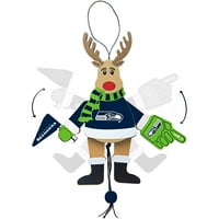 Topperscot by Boelter Brands NFL Wooden Cheering Rénszarvas dísz, Seattle Seahawks