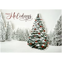 Ünnepi idő deluxe hagyományos dobozos karácsonyi képeslapok, fehér és zöld boldog ünnepi kártya, 24 számú