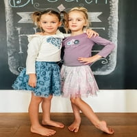 Mila & Emma exkluzív lányok fodros hüvely felső és tutu szoknya, 2 darabos ruhakészlet, méret 4-18