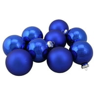 9 darabos fényes és matt kék üveggömb karácsonyi dísz készlet 2,5