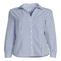 Blu White Blu női csíkos gomb elülső ing